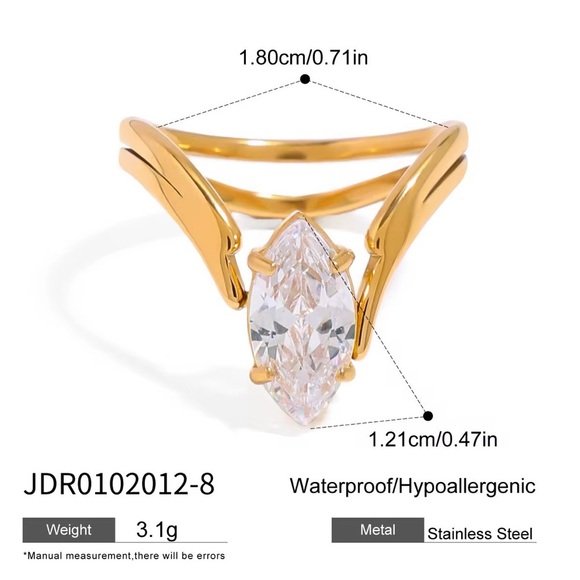 Size 8 | 18K Gold Plated Marquise CZ Ring - Picture 9 of 10